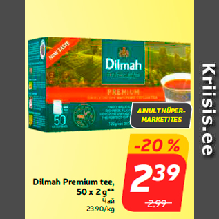 Allahindlus - Dilmah Premium tee, 50 x 2 g**