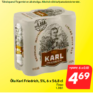 Allahindlus - Õlu Karl Friedrich, 5%, 6 x 56,8 cl