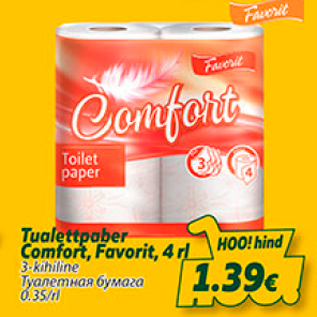 Allahindlus - Tualettpaber Comfort, Favorit, 4 rl