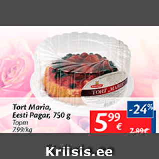 Allahindlus - Tort Maria Eesti Pagar, 750 g