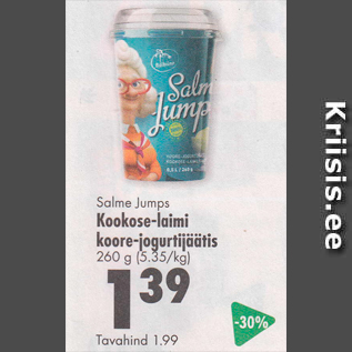 Allahindlus - Salme Jumps Kookose-laimi koore-jogurtijäätis 260 g