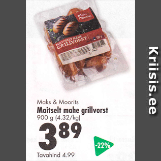 Allahindlus - Maks & Moorits Maitselt mahe grillvorst 900 g