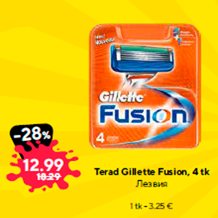 Allahindlus - Terad Gillette Fusion, 4 tk