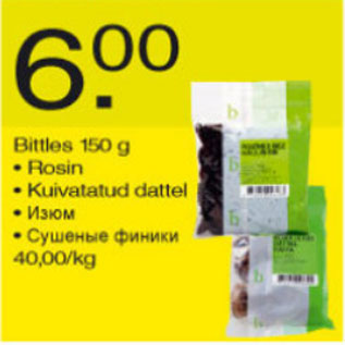 Allahindlus - Bittles 150g Rosin Kuivatatud dattel