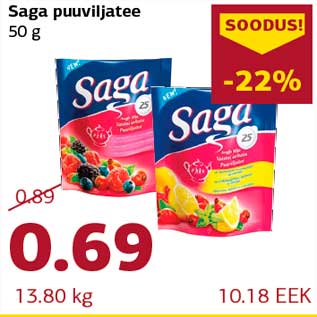 Allahindlus - Saga puuviljatee 50 g