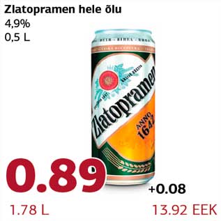 Allahindlus - Zlatopramen hele õlu 4,9% 0,5 L