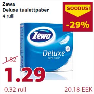 Allahindlus - Zewa Deluxe tualettpaber 4 rulli