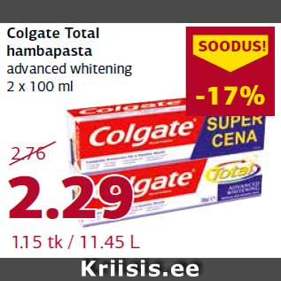 Allahindlus - Colgate Total hambapasta