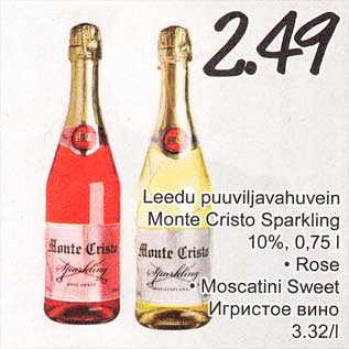 Allahindlus - Leedu puuviljavahuvein Monte Cristo Sparkling