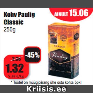 Allahindlus - Kohv Paulig Classic 250g