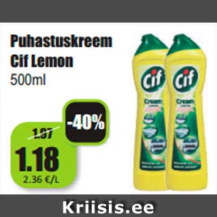 Allahindlus - Puhastuskreem Cif Lemon 500ml