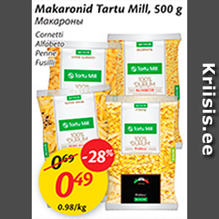 Allahindlus - Makaroonid Tatra Mill, 500 g