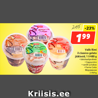 Allahindlus - Valik Rimi il classico gelato jäätiseid, 1 l/480 g