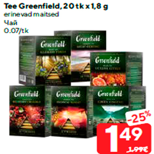 Allahindlus - Tee Greenfield, 20 tk x 1,8 g