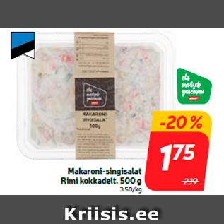 Allahindlus - Makaroni-singisalat Rimi kokkadelt, 500 g