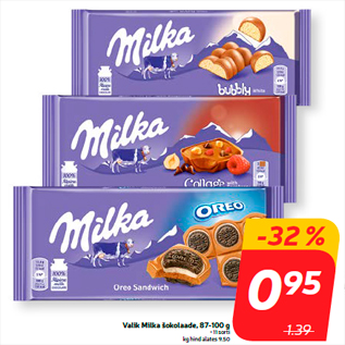 Allahindlus - Valik Milka šokolaade, 87-100 g