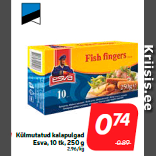 Allahindlus - Külmutatud kalapulgad Esva, 10 tk, 250 g