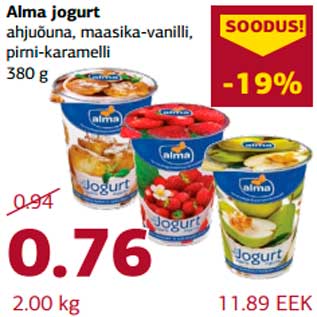 Allahindlus - Alma jogurt ahjuõuna maasika-vanilli pirni-karamelli