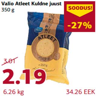 Allahindlus - Valio Atleet Kuldne juust