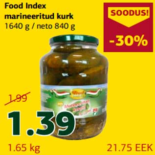 Allahindlus - Food Index marineeritud kurk