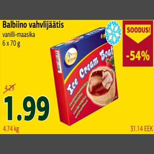 Allahindlus - Balbiino vahvlijäätis vanilli-maasika