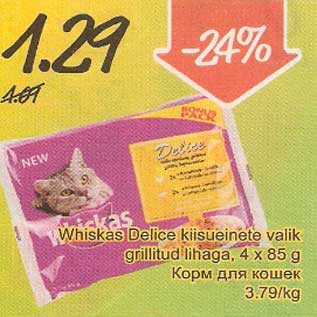 Allahindlus - Whiskas Delice kiisueinete valik grillitud lihaga