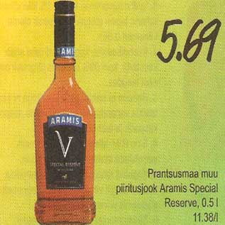 Allahindlus - Prantsusmaa muu piiritusjook Aramis Special Reserve