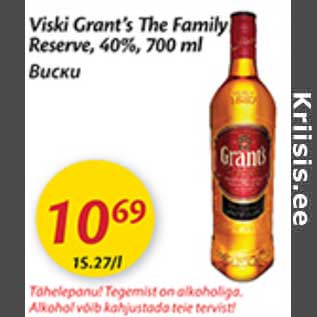 Allahindlus - Viski Grant´s The Family Reserve,