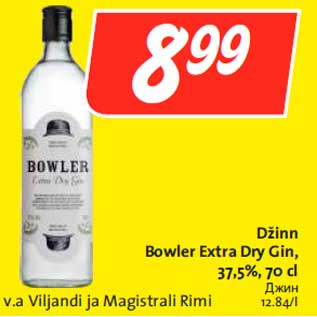 Allahindlus - Džinn Bowler Extra Dry Gin, 37,5%, 70 cl