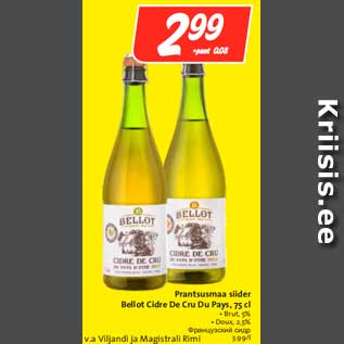 Allahindlus - Prantsusmaa siider Bellot Cidre De Cru Du Pays, 75 cl