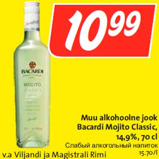 Allahindlus - Muu alkohoolne jook Bacardi Mojito Classic, 14,9%, 70 cl