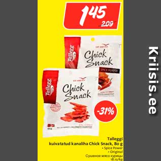 Allahindlus - Talleggi kuivatatud kanaliha Chick Snack, 80 g