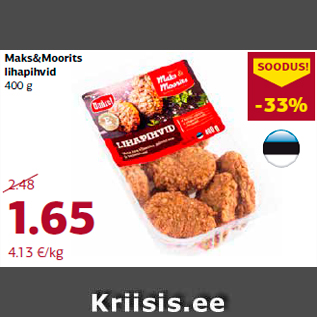 Allahindlus - Maks&Moorits lihapihvid 400 g