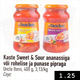 Allahindlus - Kaste Sweet & Sour ananassiga või rohelise ja punase pipraga