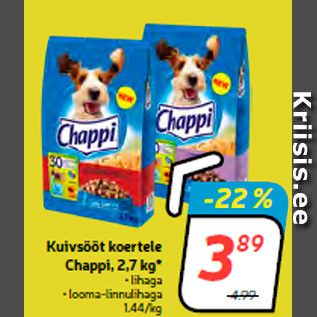 Allahindlus - Kuivsööt koertele Chappi, 2,7 kg*