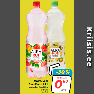 Allahindlus - Maitsevesi Aura Fruit, 1,5 l