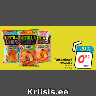 Allahindlus - Tortiljakrõpsud Rimi, 200 g