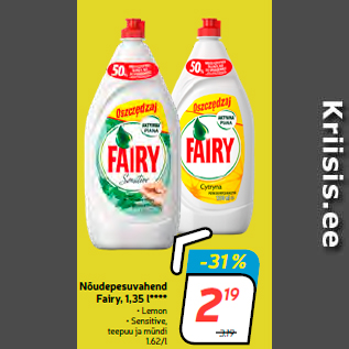 Allahindlus - Nõudepesuvahend Fairy, 1,35 l****