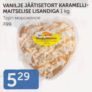 Allahindlus - VANILJE JÄÄTISETORT KARAMELLIMAITSELISE LISANDIGA 1 KG