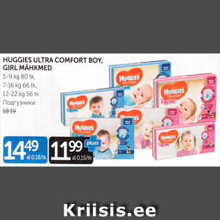 Allahindlus - HUGGIES ULTRA COMFORT BOY, GIRL MÄHKMED