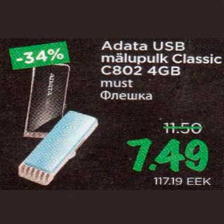 Allahindlus - Adata USB mälupilk Classic C802 4GB