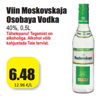 Allahindlus - Viin Moskovskaja Osobaya Vodka