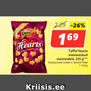 Allahindlus - Taffel Hearts maitsestatud maisisnäkid, 235 g***