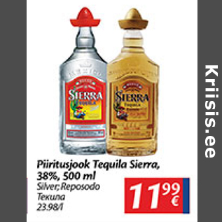 Allahindlus - Piiritusjook Tequila Sierra, 38%, 500 ml