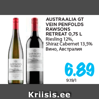 Allahindlus - AUSTRAALIA GT VEIN PENFOLDS RAWSONS RETREAT 0,75 L