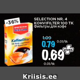 Allahindlus - SELECTION NR. 4 KOHVIFILTER 100 TK