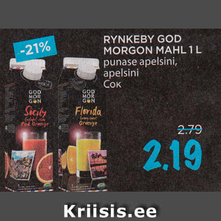 Allahindlus - RYNKEBY GOD MORGON MAHL 1 L