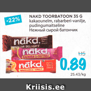 Allahindlus - NAKD TOORBATOON 35 G