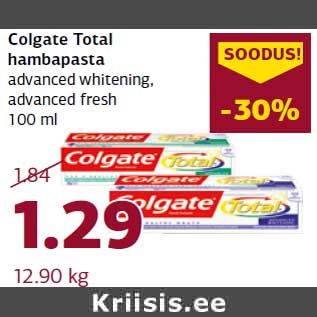 Allahindlus - Colgate Total hambapasta