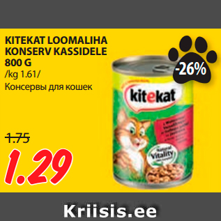 Allahindlus - KITEKAT LOOMALIHA KONSERV KASSIDELE 800 G